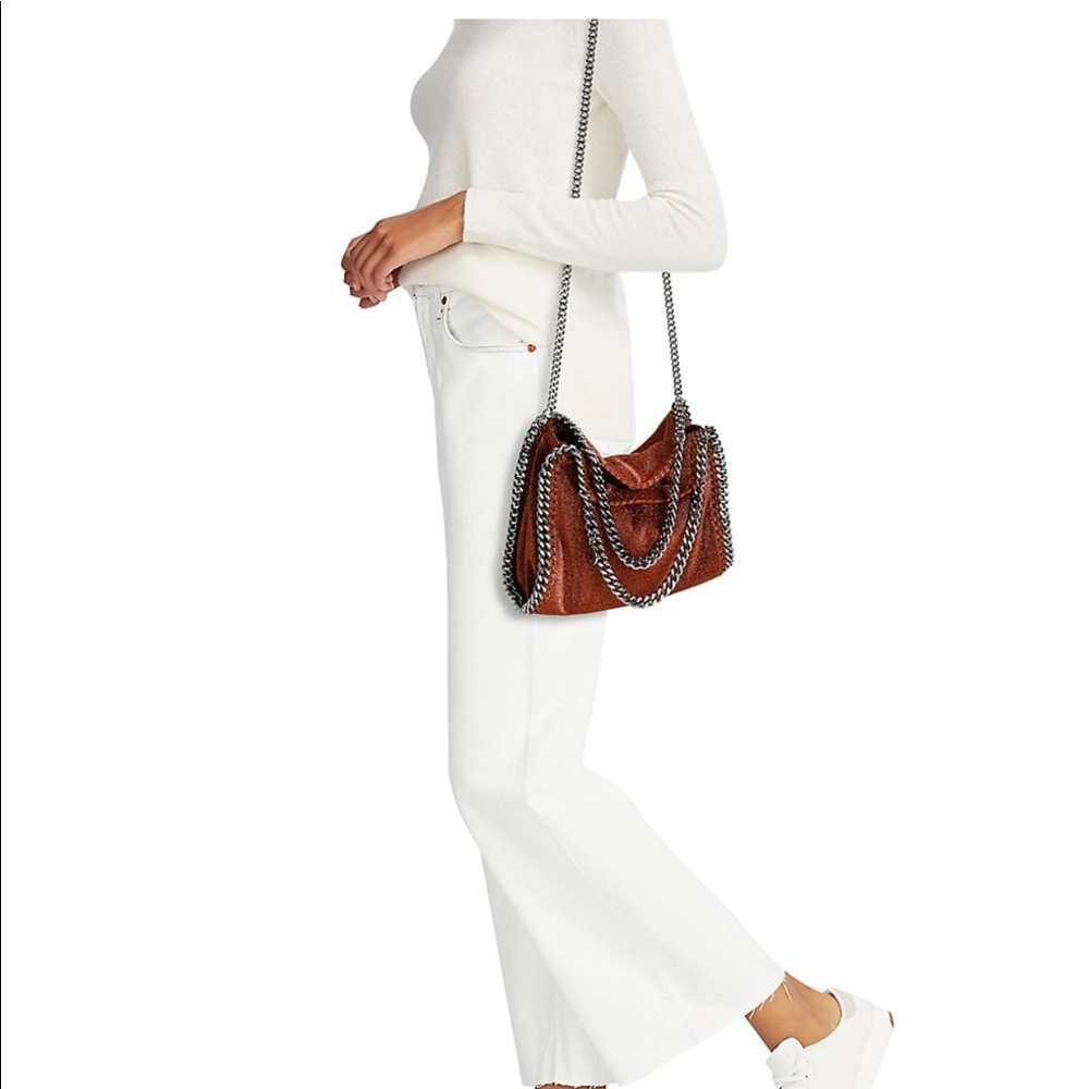 Stella McCartney Lurex Mini Falabella Tote-Copper/ red - Picture 2 of 7